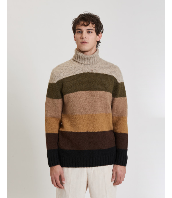 Multicolor striped turtleneck sweater in wool blend