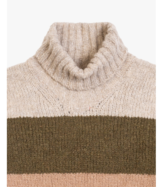 Multicolor striped turtleneck sweater in wool blend