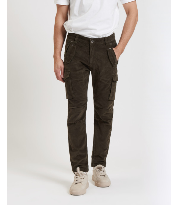Slim fit corduroy cargo trousers