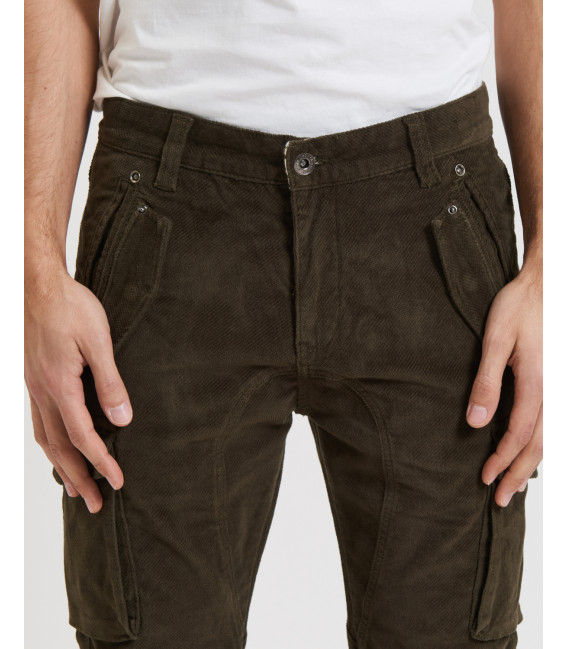 Slim fit corduroy cargo trousers