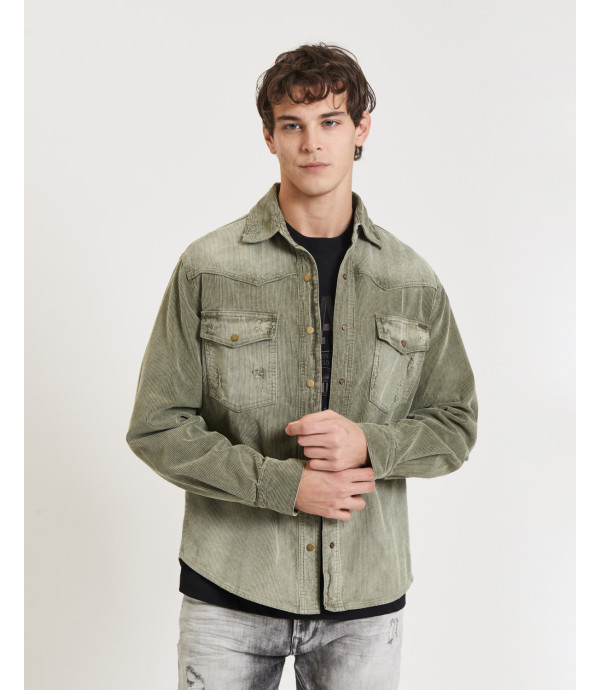 Washed corduroy shirt