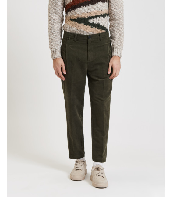 Cotton trousers with dotted effect