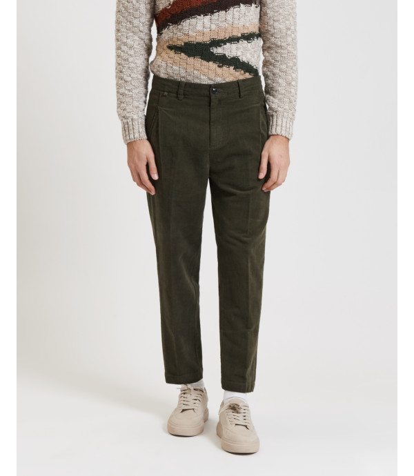 Cotton trousers with dotted effect