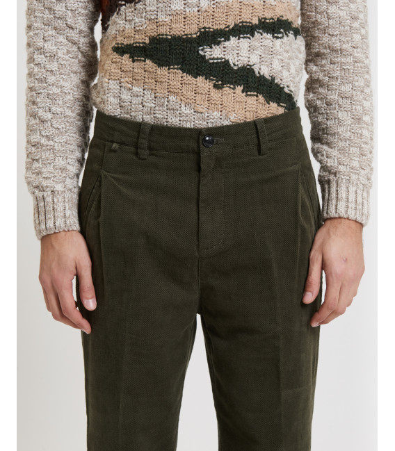 Cotton trousers with dotted effect