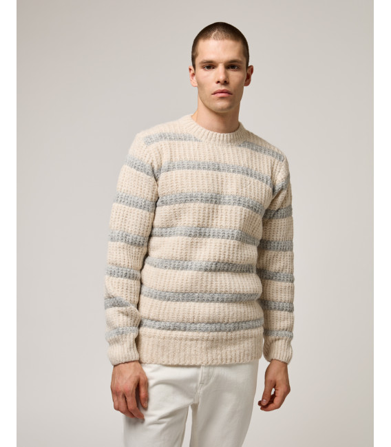 Maglia girocollo a righe in misto lana