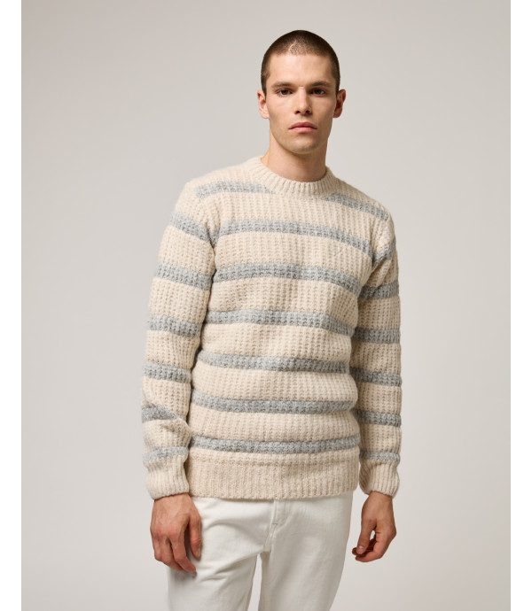 Maglia girocollo a righe in misto lana