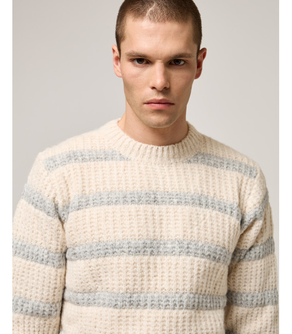 Maglia girocollo a righe in misto lana