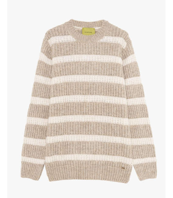 Maglia girocollo a righe in misto lana