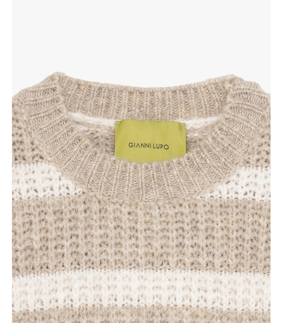 Maglia girocollo a righe in misto lana