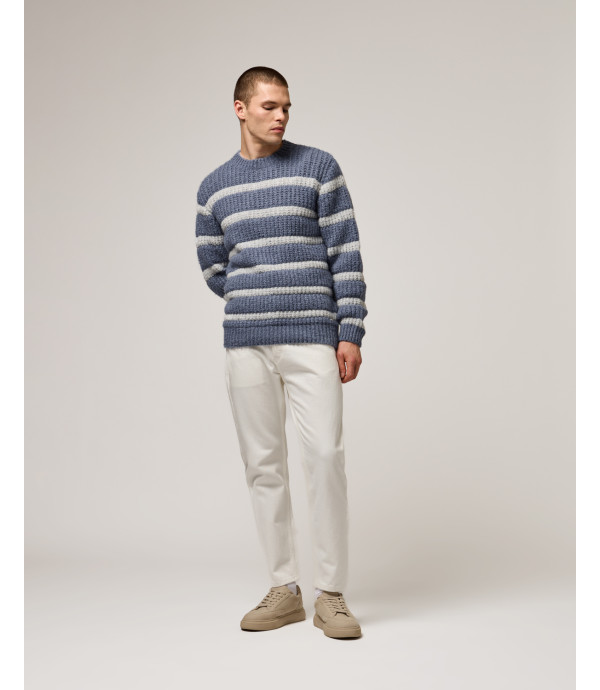 Maglia girocollo a righe in misto lana