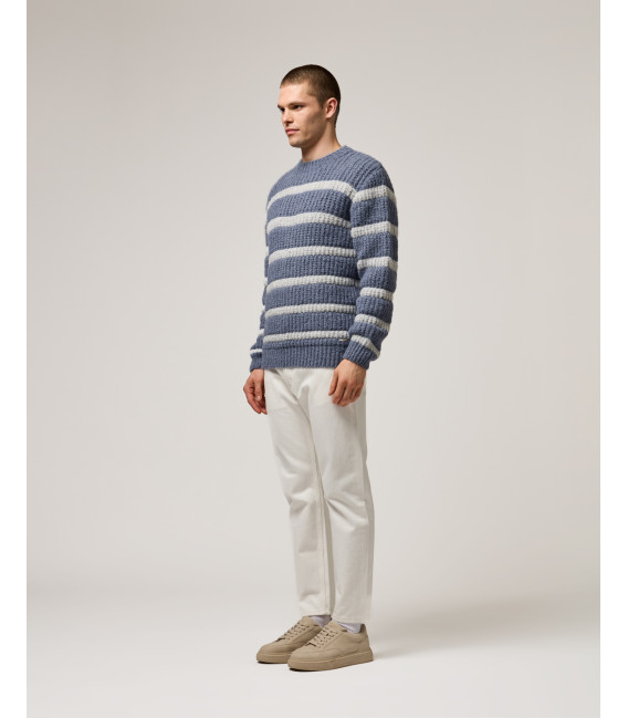Maglia girocollo a righe in misto lana