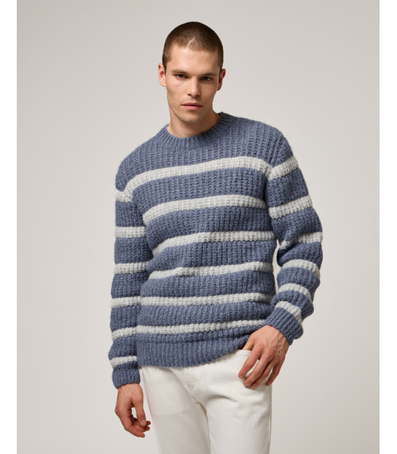 Maglia girocollo a righe in misto lana