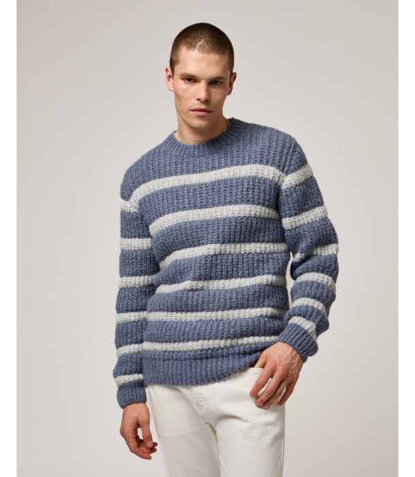 Maglia girocollo a righe in misto lana