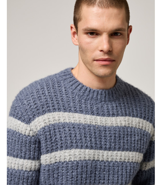 Maglia girocollo a righe in misto lana