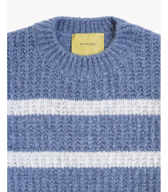 Maglia girocollo a righe in misto lana