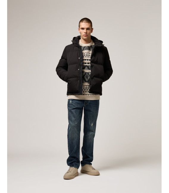 Maglia jacquard girocollo con motivo geometrico in misto lana