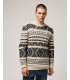 Maglia jacquard girocollo con motivo geometrico in misto lana