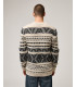 Maglia jacquard girocollo con motivo geometrico in misto lana