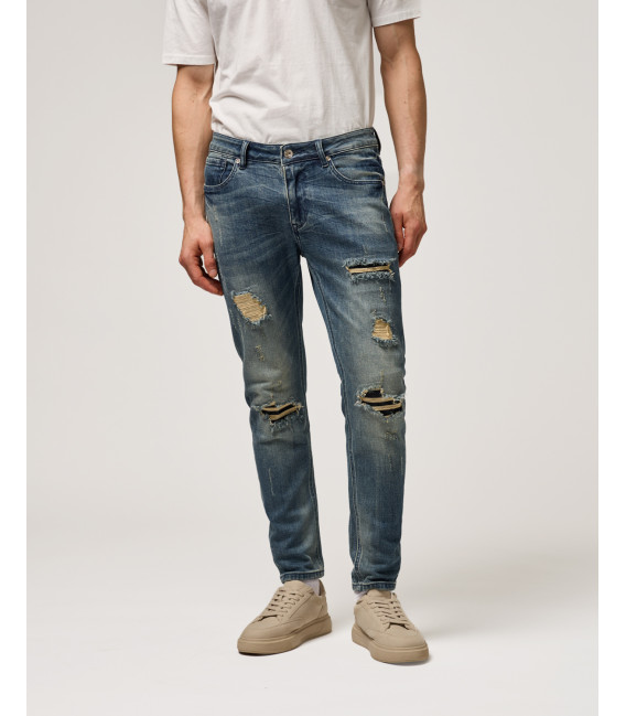 Jeans KEVIN skinny fit medium wash con strappi