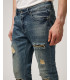 Jeans KEVIN skinny fit medium wash con strappi