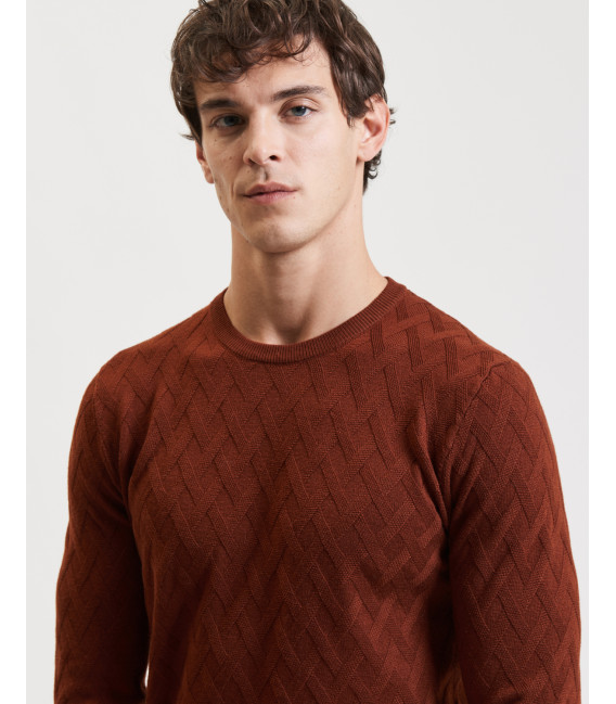Crew-neck wool-blend sweater