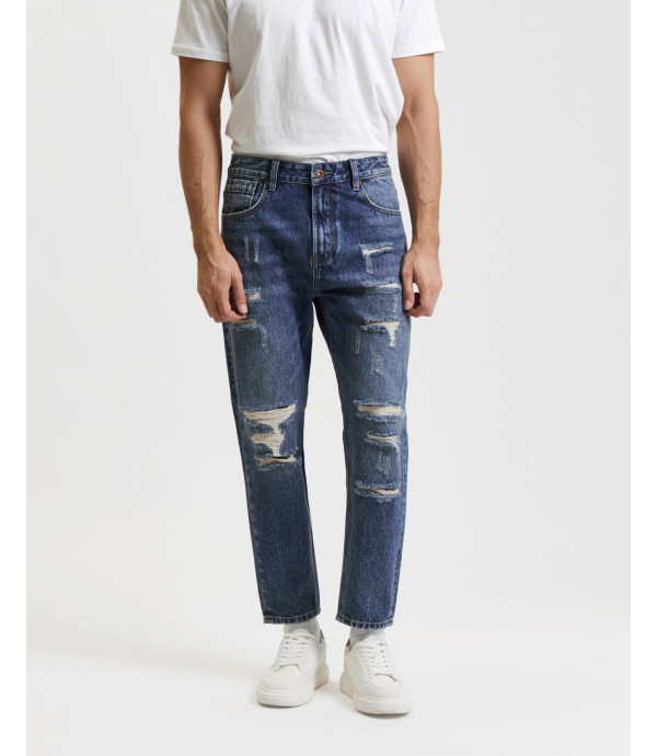 Jeans MIKE carrot cropped fit con strappi evidenti