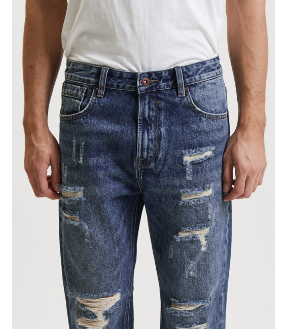 Jeans MIKE carrot cropped fit con strappi evidenti
