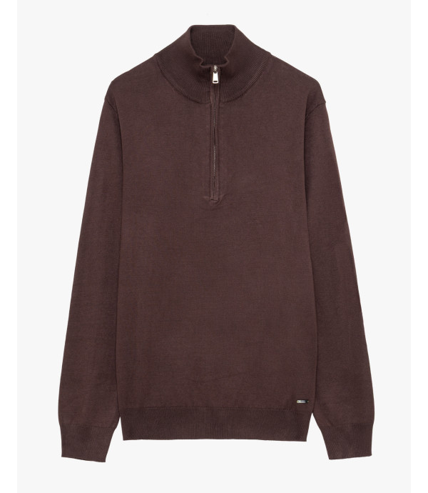Maglia con collo zip a imbuto