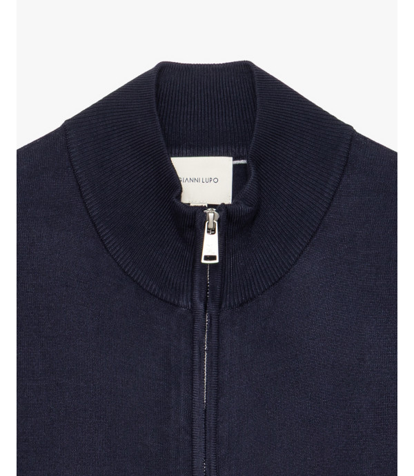Cardigan in maglia fine con collo alto