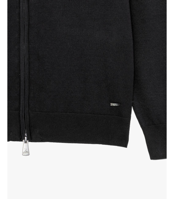 Fine-knit cardigan with high collar