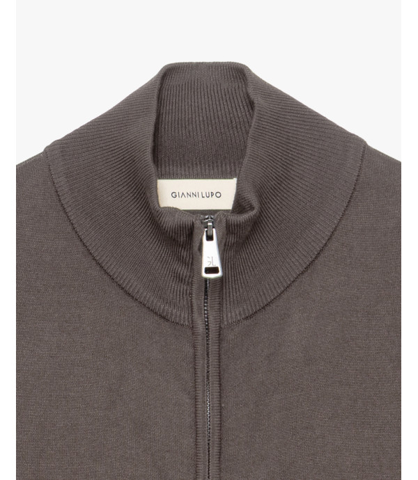 Fine-knit cardigan with high collar