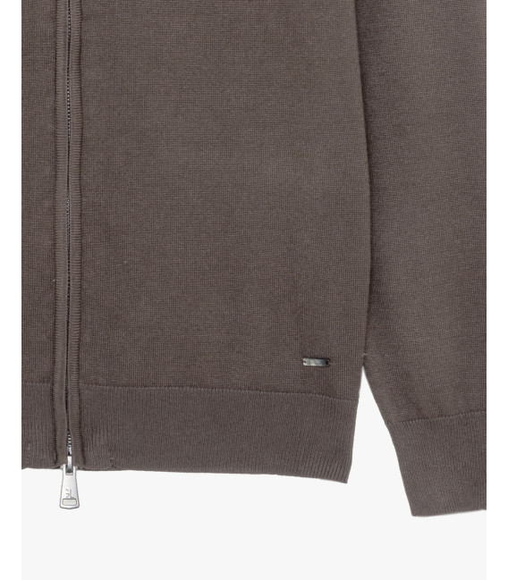 Fine-knit cardigan with high collar