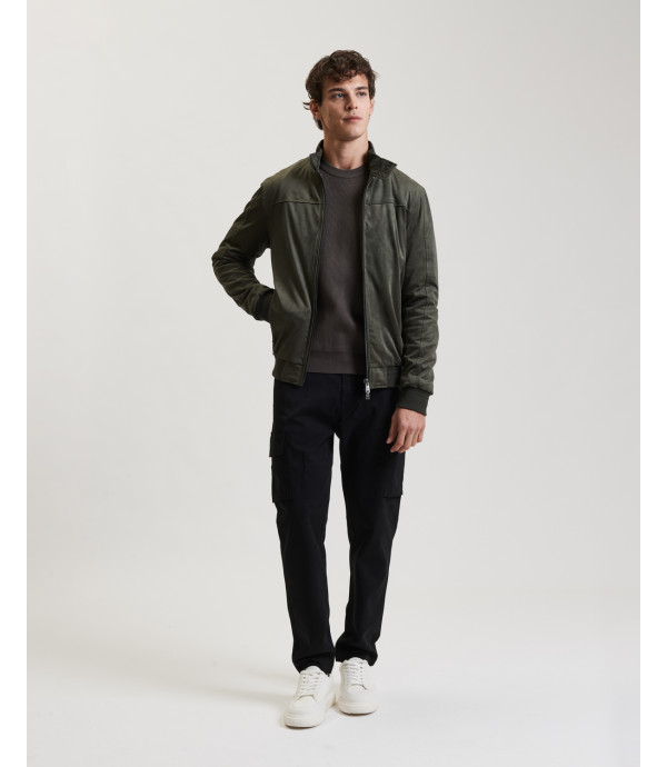 Faux-suede bomber jacket