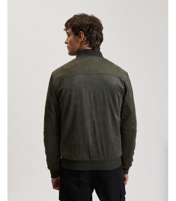 Faux-suede bomber jacket