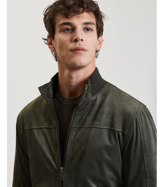 Faux-suede bomber jacket