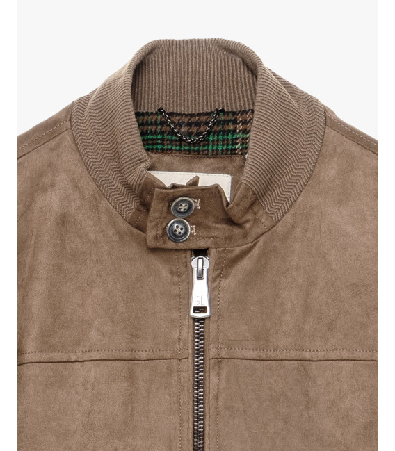Faux-suede bomber jacket