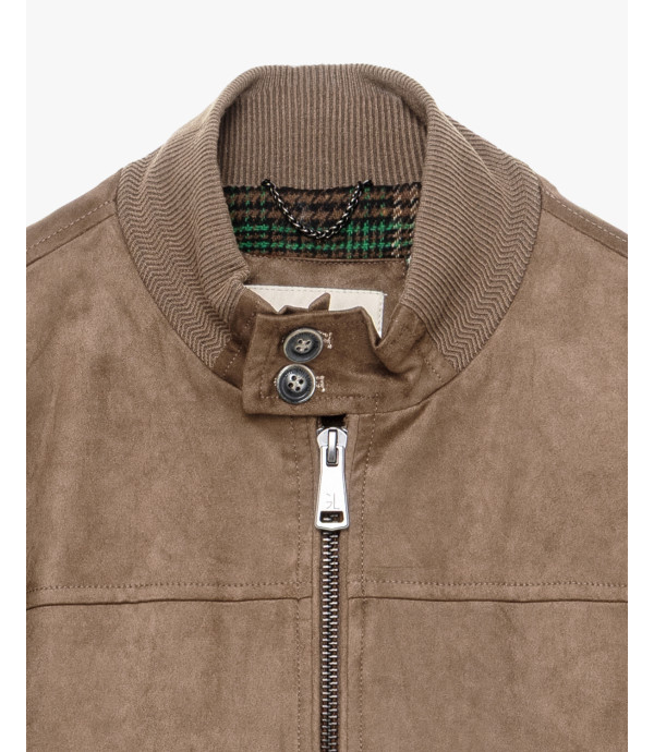 Faux-suede bomber jacket