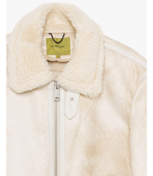Faux-leather jacket with shearling