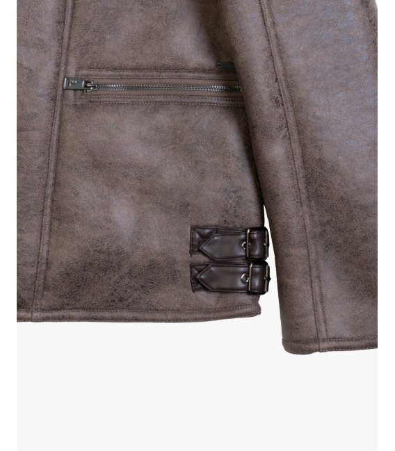Faux-leather jacket with shearling