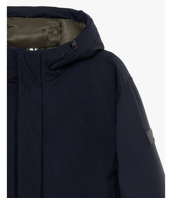 Tech fabric parka with hood