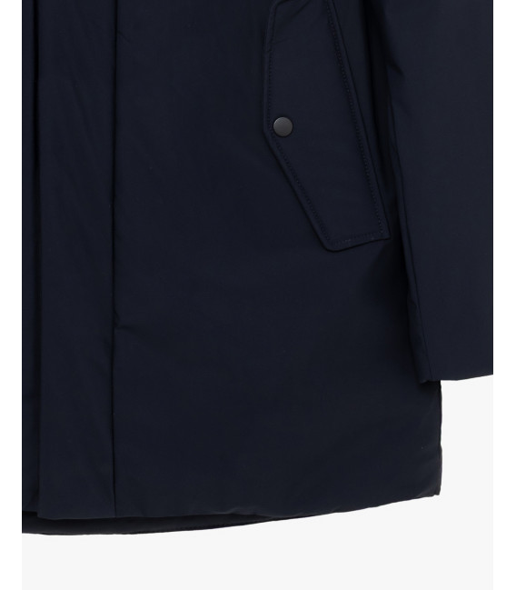 Tech fabric parka with hood