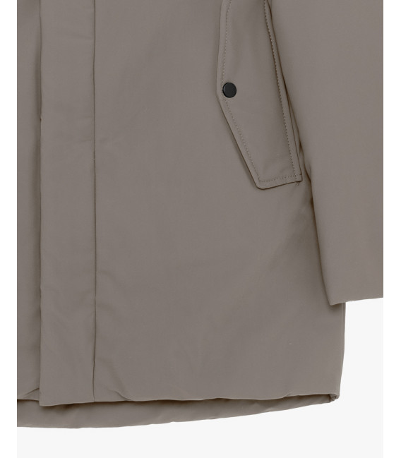 Tech fabric parka with hood
