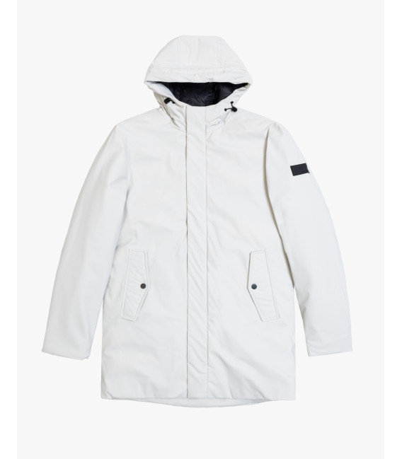 Tech fabric parka with hood