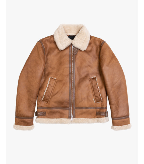 Faux-leather jacket with shearling