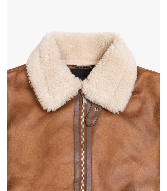 Faux-leather jacket with shearling