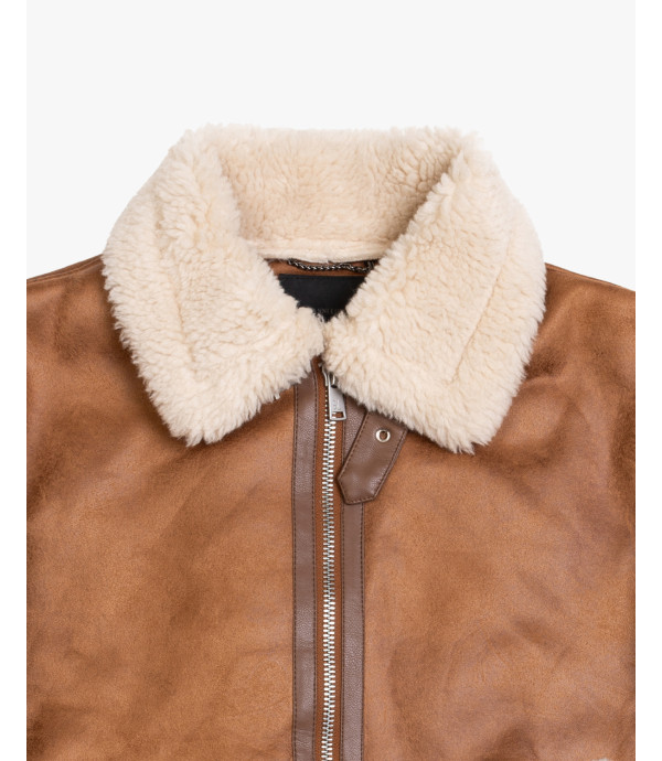 Faux-leather jacket with shearling