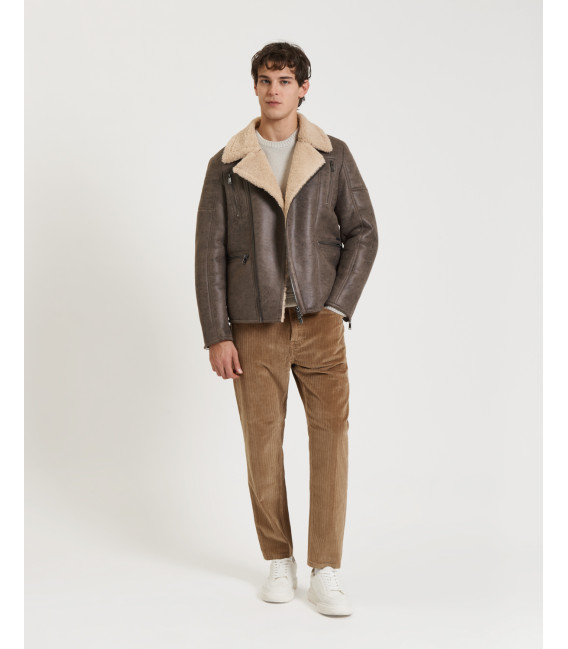 Faux-leather jacket with shearling