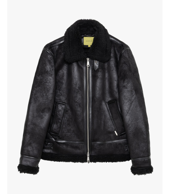 Faux-leather jacket with shearling