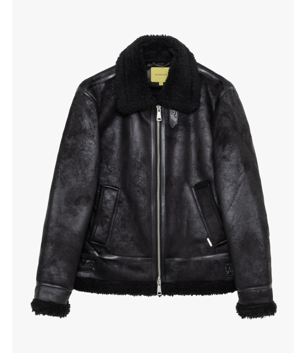 Faux-leather jacket with shearling