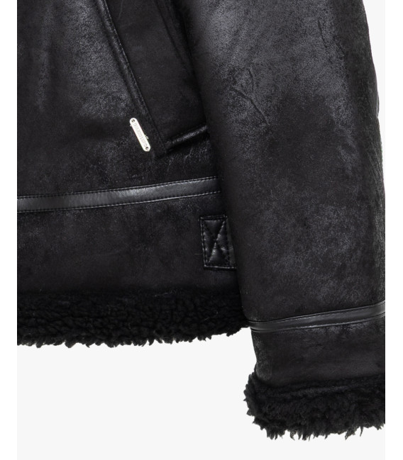 Faux-leather jacket with shearling